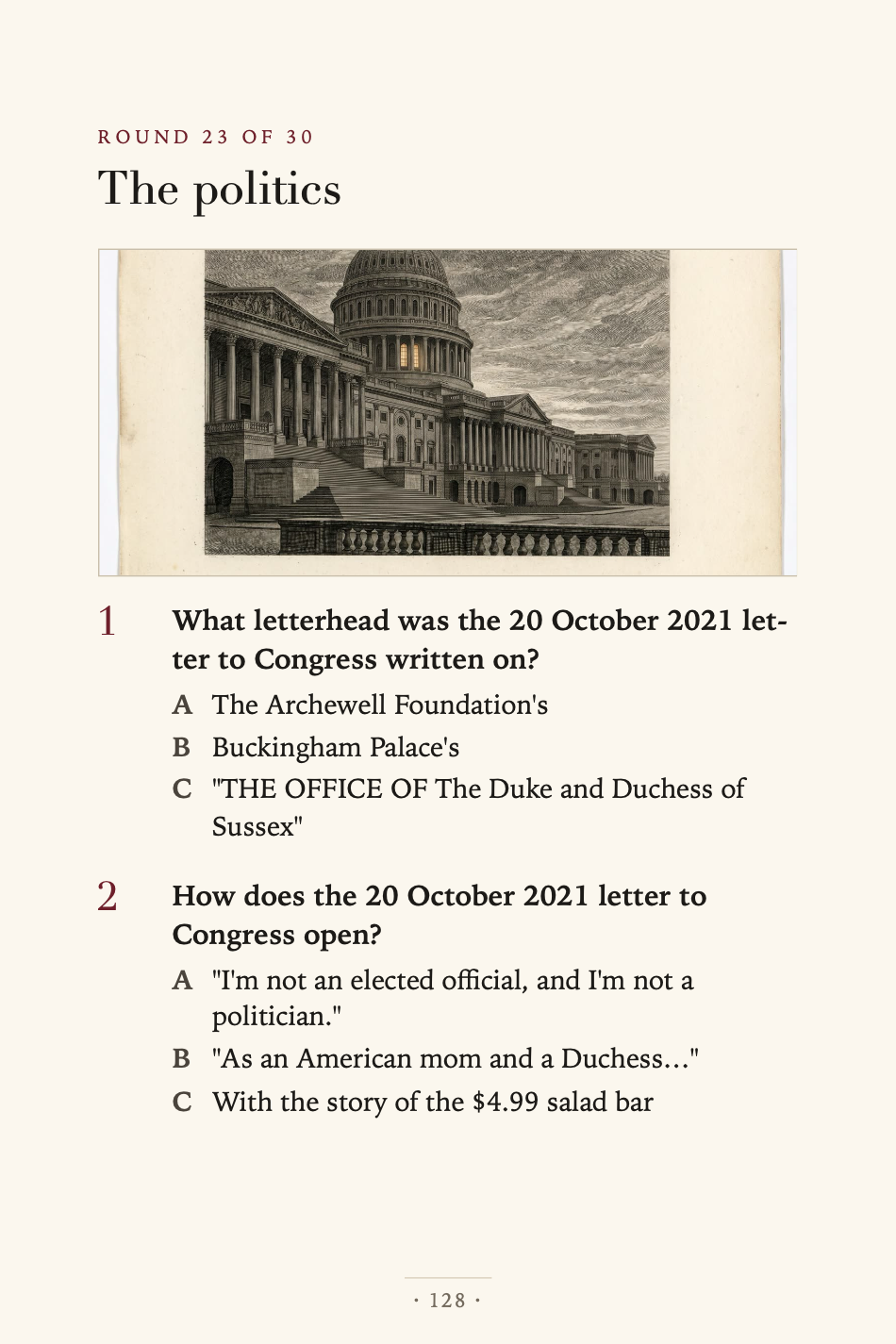 Page 128 of The Royal Quiz Book