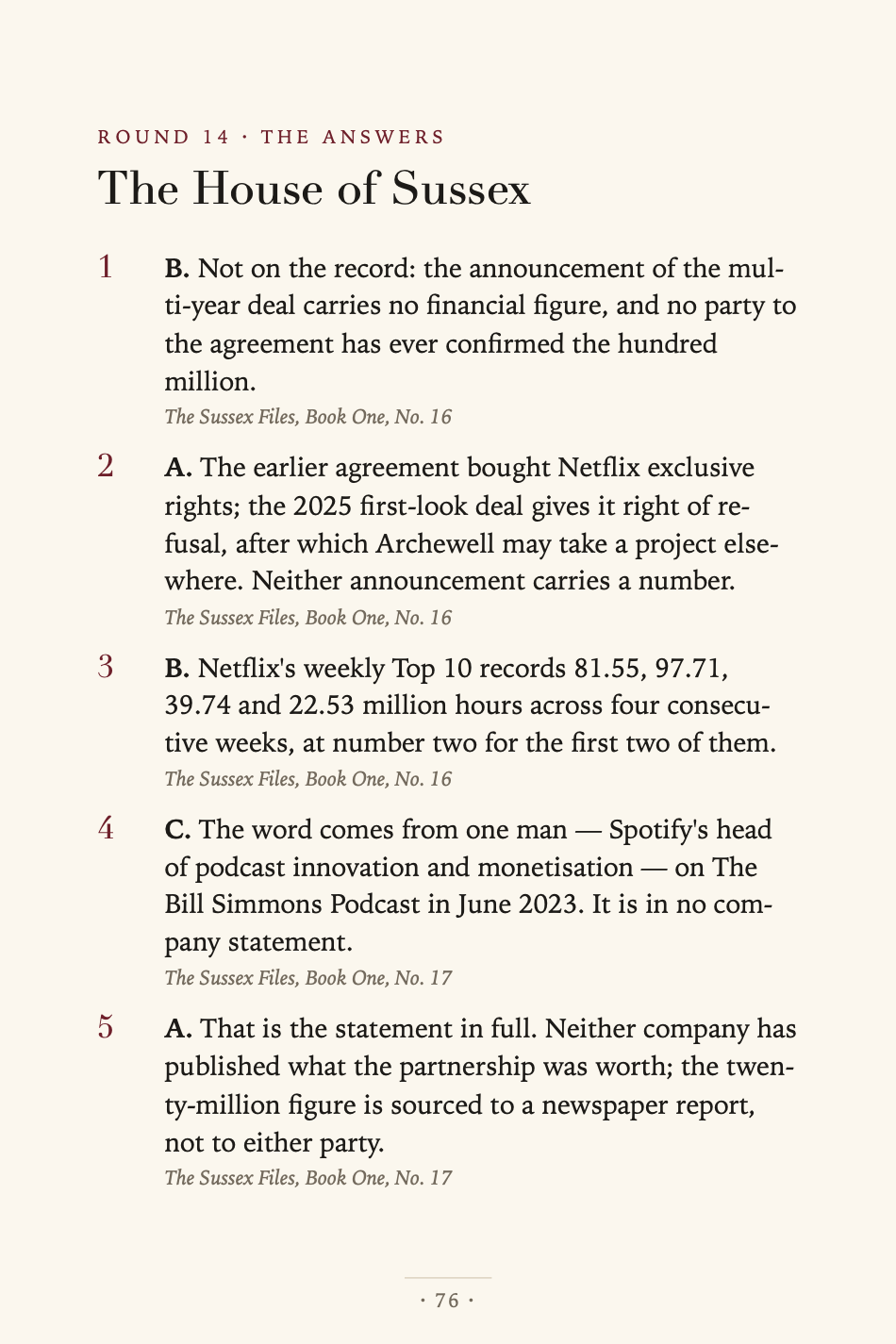 Page 76 of The Royal Quiz Book
